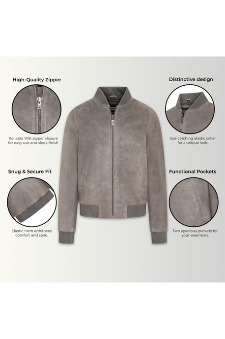 Herren Grey Goat Suede MA-1 Bomberjacke – North - Image 4