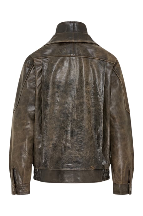 Herren Braune Kuhleder-Biker Blouson-Jacke – Bomber - Image 5