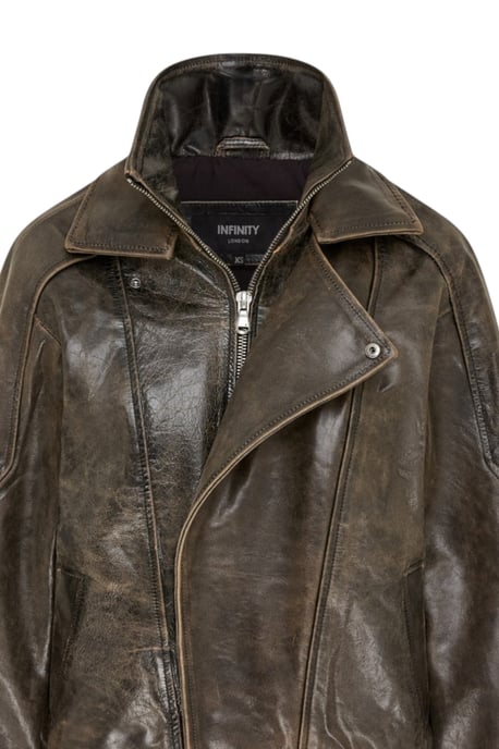 Herren Braune Kuhleder-Biker Blouson-Jacke – Bomber - Image 6
