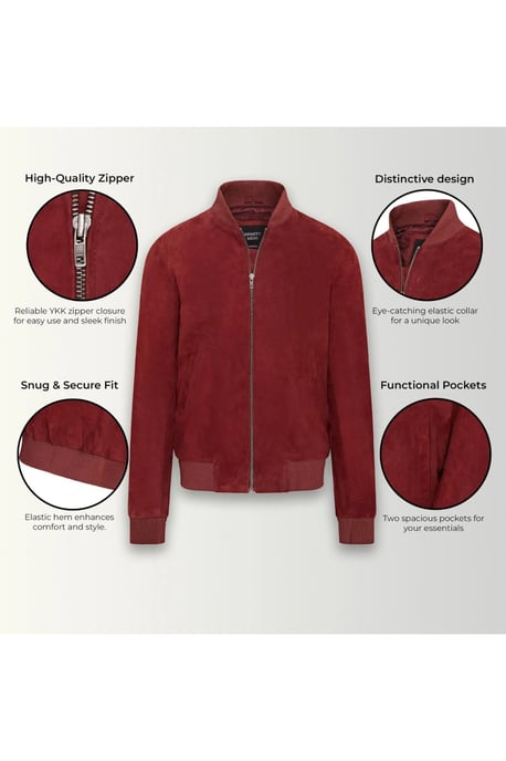 Herren Burgundy Goat Wildleder MA-1 Bomberjacke – North - Image 4