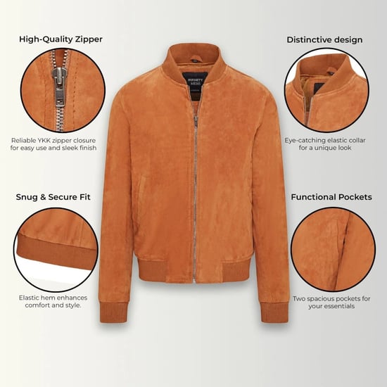 Herren Tan Goat Wildleder MA-1 Bomberjacke – Antalya - Image 3