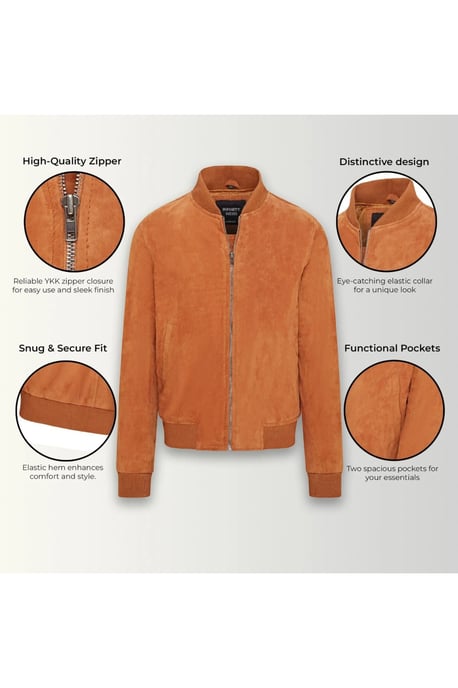 Mens Tan Goat Wildleder MA-1 Bomberjacke – North - Image 4