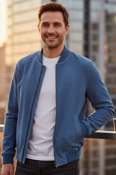Herren Blue Goat Suede MA-1 Bomberjacke – North - Image 1