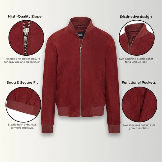 Herren Burgundy Goat Suede MA-1 Bomberjacke-Antalya - Image 3