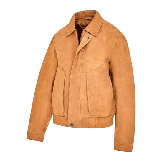 Damen-Beige Leder-Biker-Bomber-Oversize-Jacke – Blouson - Image 3
