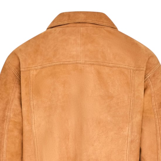 Damen-Beige Leder-Biker-Bomber-Oversize-Jacke – Blouson - Image 6