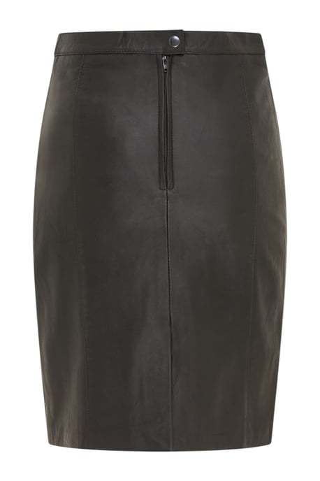 Damen, schwarzer Leder-Biker-Bleistift mit langer Midi-Rock – Belle - Image 2