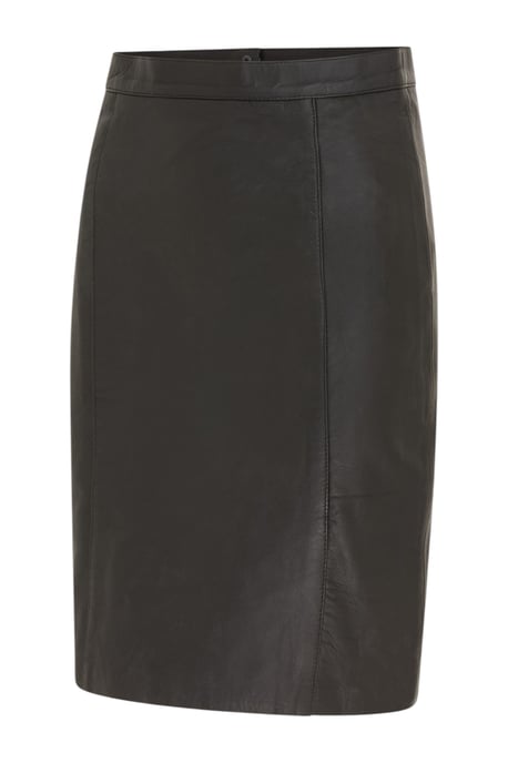 Damen, schwarzer Leder-Biker-Bleistift mit langer Midi-Rock – Belle - Image 3