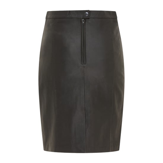 Damen schwarzer Leder-Biker-Bleistift mit langer Midi-Rock – Avery - Image 1