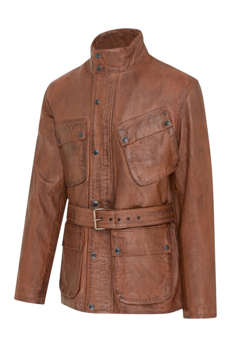 Herren Tan Lamb Leather Safari Parka Jacke – Haven - Image 3