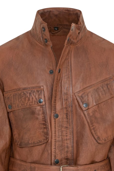 Herren Tan Lamb Leather Safari Parka Jacke – Haven - Image 6