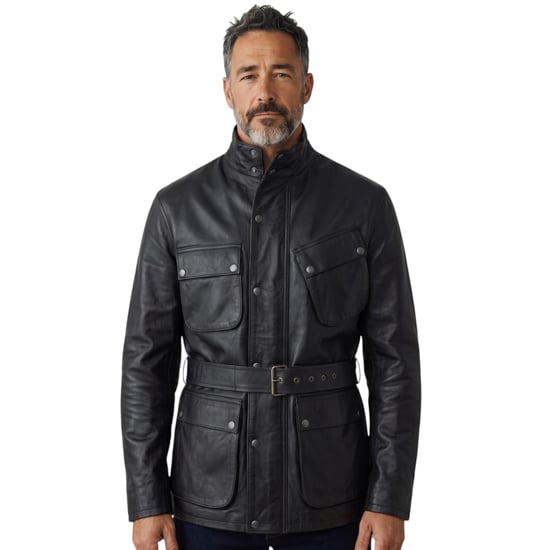 Herren schwarze Lammleder-Safari-Parka-Jacke – Dresden - Image 1