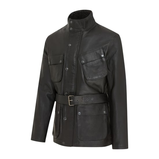 Herren schwarze Lammleder-Safari-Parka-Jacke – Dresden - Image 4