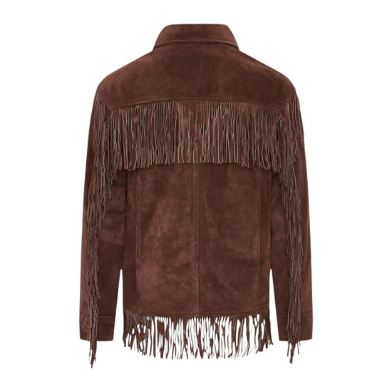 Herren Retro Braune Cowboy-Wildlederfransenjacke – Western - Image 4