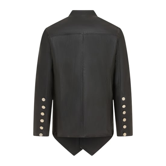 Herren schwarze Leder-Mandarin-Militärjacke – Lucifer - Image 4