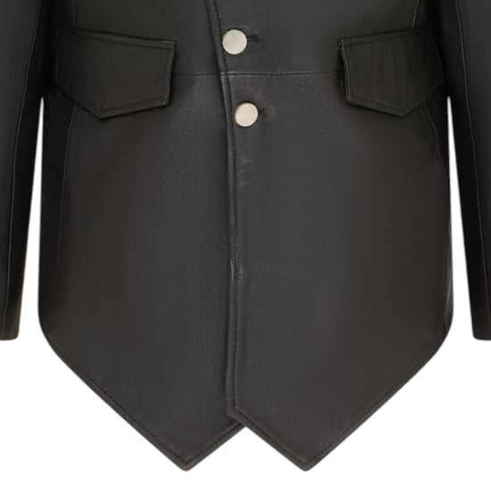 Herren schwarze Leder-Mandarin-Militärjacke – Lucifer - Image 6