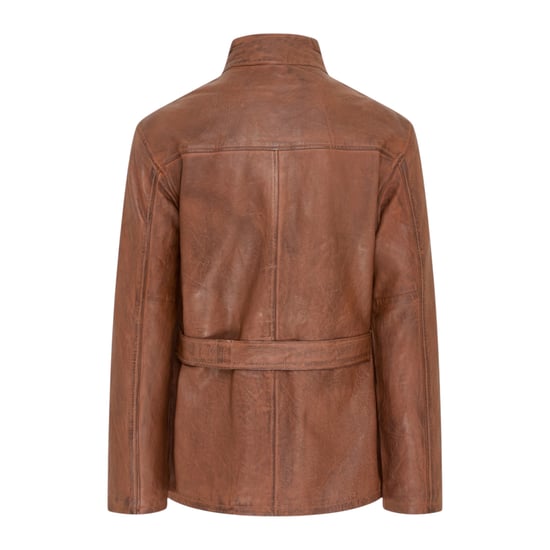 Herren Tan Lamm Leder-Safari-Parka-Jacke – Dresden - Image 5