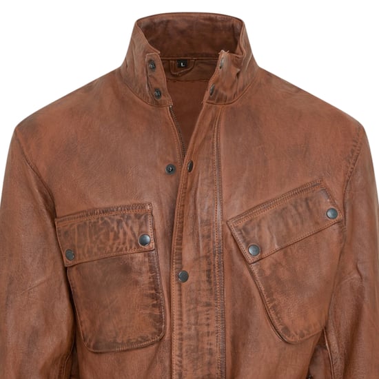 Herren Tan Lamm Leder-Safari-Parka-Jacke – Dresden - Image 6
