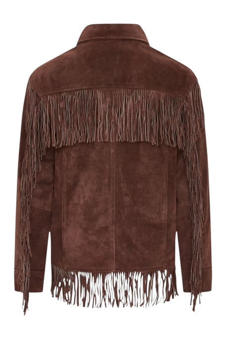 Herren Western Retro Braune Cowboy-Wildlederfransenjacke – Karmesinrot - Image 5