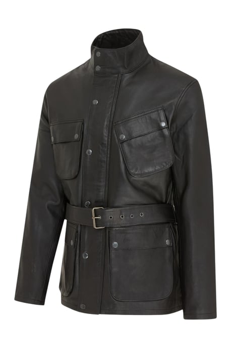 Herren Schwarze Lammleder-Safari-Parka-Jacke – Haven - Image 3