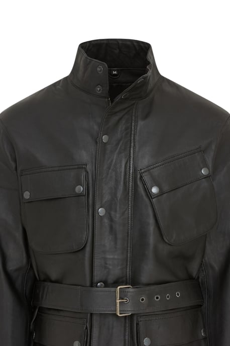 Herren Schwarze Lammleder-Safari-Parka-Jacke – Haven - Image 6
