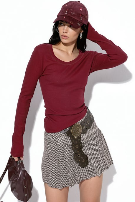 Damen Rippstrick Slim-Fit Langarmtop - Image 1