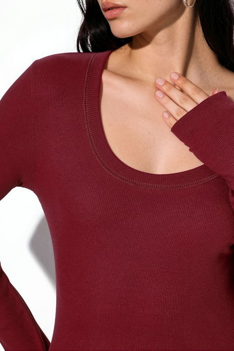 Damen Rippstrick Slim-Fit Langarmtop - Image 4