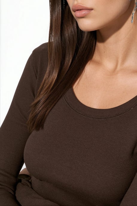 Damen Rippstrick Slim-Fit Langarmtop - Image 4