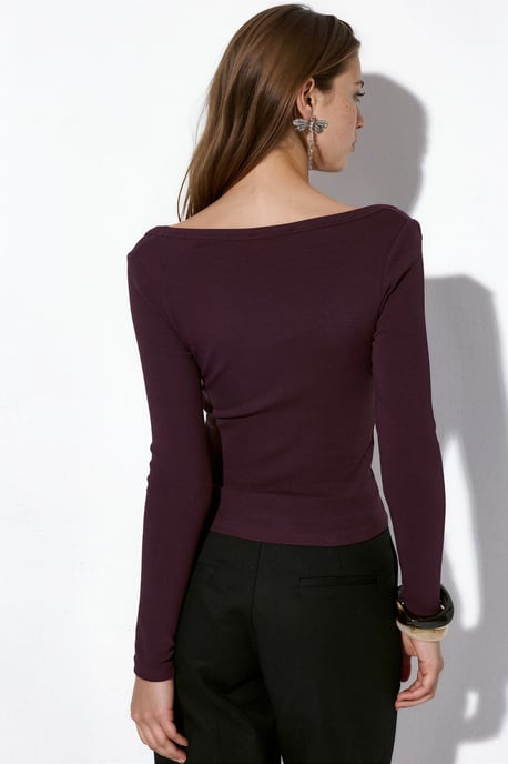 Damen Ripp Langarm-Crop-Top - Image 3