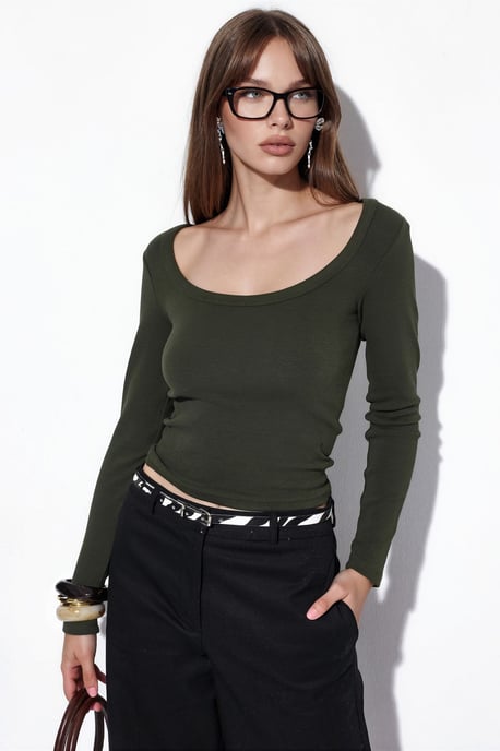 Damen Ripp Langarm-Crop-Top - Image 1