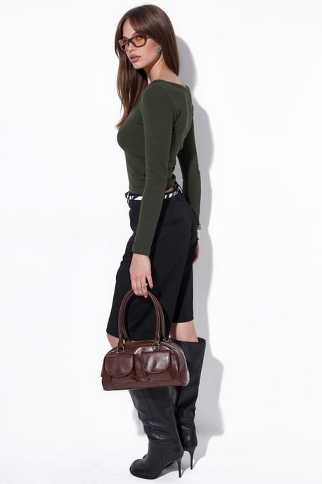 Damen Ripp Langarm-Crop-Top - Image 2