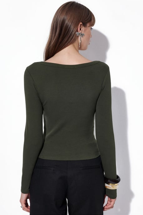 Damen Ripp Langarm-Crop-Top - Image 3