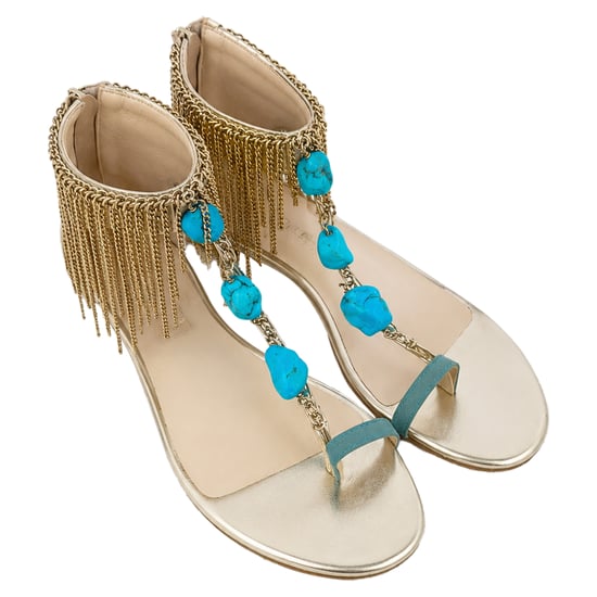 Jimmy Choo Fransen-Ketten-Akzent-Flatsandalen aus goldfarbenem Leder - Image 5