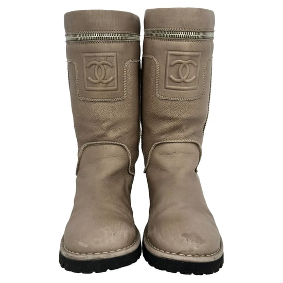 Chanel Motorradstiefel aus braunem Leder - Image 2