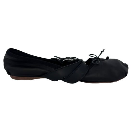Miu Miu Ballerinas mit Schnallenakzent aus schwarzem Leder - Image 1