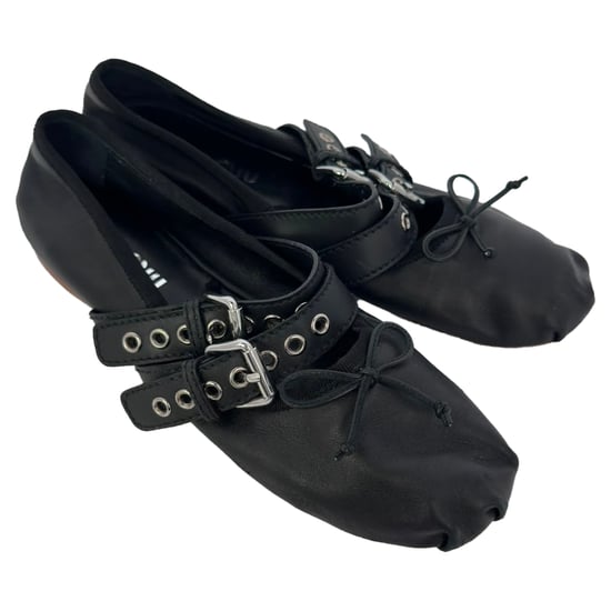 Miu Miu Ballerinas mit Schnallenakzent aus schwarzem Leder - Image 5