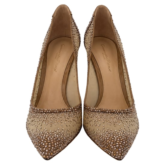 Gianvito Rossi Rania 105 mm Pumps mit Strass in Beigem Polyester - Image 3
