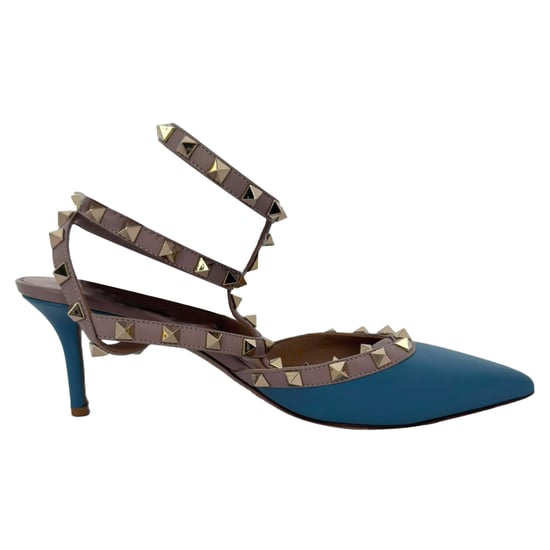 Valentino Garavani Rockstud 65 Pumps aus blauem Leder - Image 1