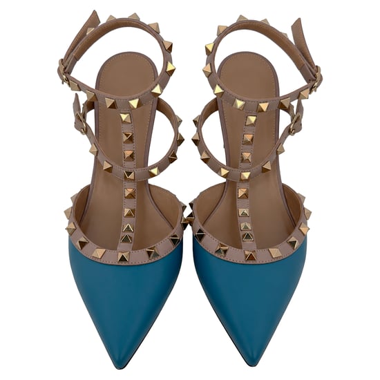 Valentino Garavani Rockstud 65 Pumps aus blauem Leder - Image 3
