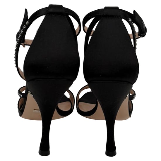 Gucci Stern-besetzte GG Sandalen aus schwarzem Satin - Image 3