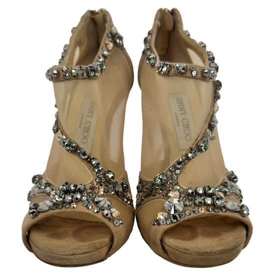 Jimmy Choo Pumps mit Netz-Akzenten aus beigem Wildleder - Image 2