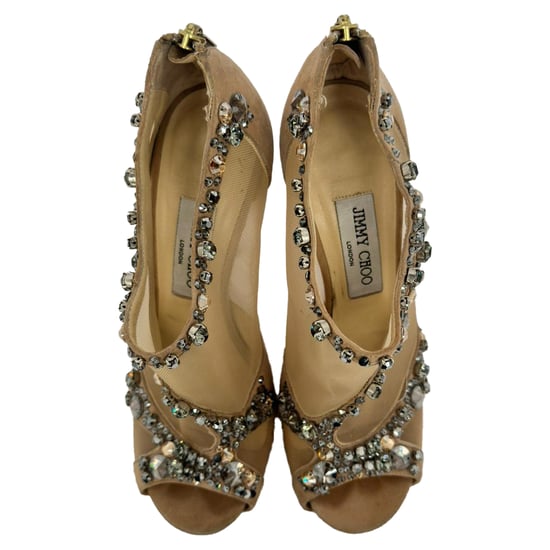 Jimmy Choo Pumps mit Netz-Akzenten aus beigem Wildleder - Image 4