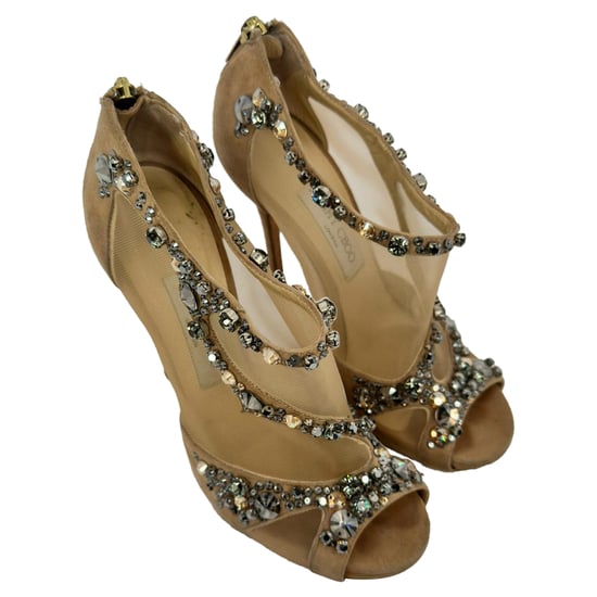 Jimmy Choo Pumps mit Netz-Akzenten aus beigem Wildleder - Image 5