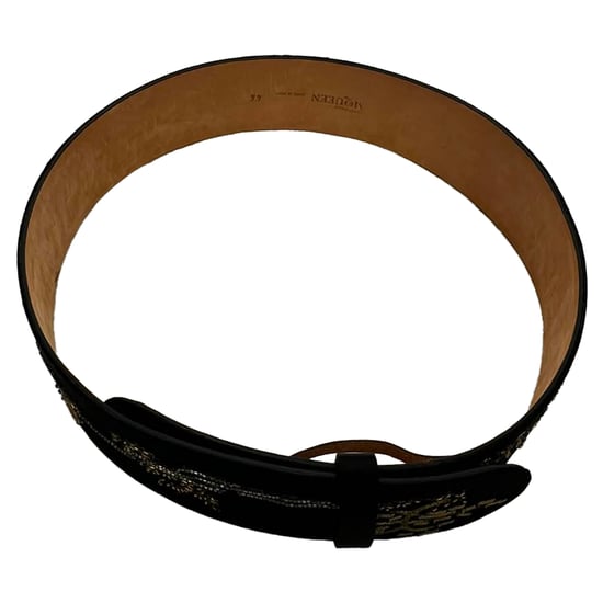Alexander McQueen Verzierter Gürtel aus schwarzem Wildleder - Image 3