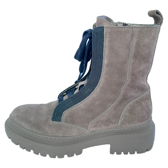 Brunello Cucinelli Kampfstiefel aus beige Wildleder - Image 6