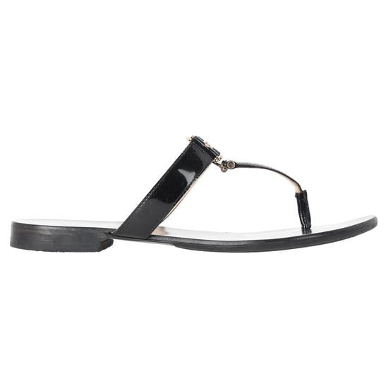 Versace Medusa Logo-Plakette Zehentrenner-Sandalen aus schwarzem Leder - Image 1