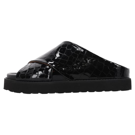 Ganni Krokodil-Optik Riemensandalen aus schwarzem Lackkalbsleder - Image 2