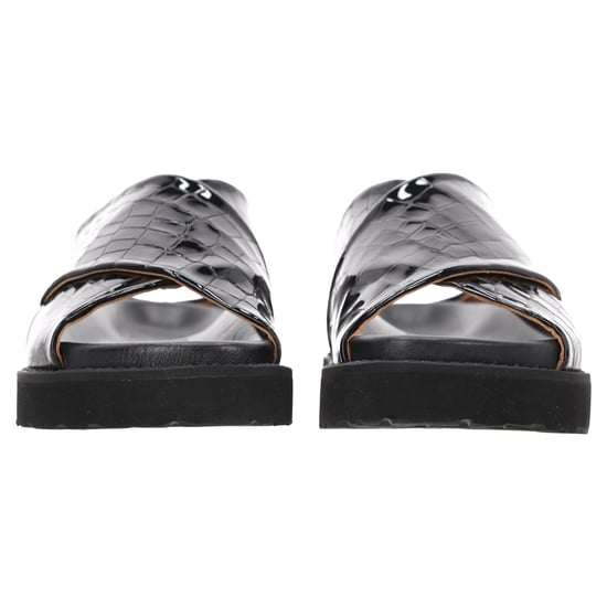 Ganni Krokodil-Optik Riemensandalen aus schwarzem Lackkalbsleder - Image 3