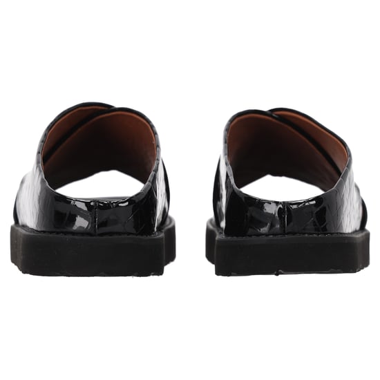 Ganni Krokodil-Optik Riemensandalen aus schwarzem Lackkalbsleder - Image 4