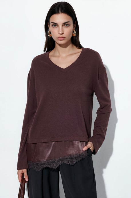 Damen V-Ausschnitt Strickpullover - Image 1